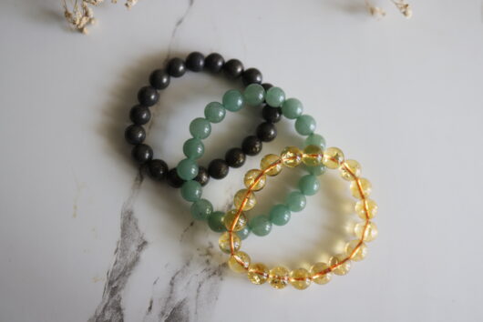 Abundance and Prosperity crystal bracelets bundle - 4mm, 8mm, 10mm Natural - Image 4