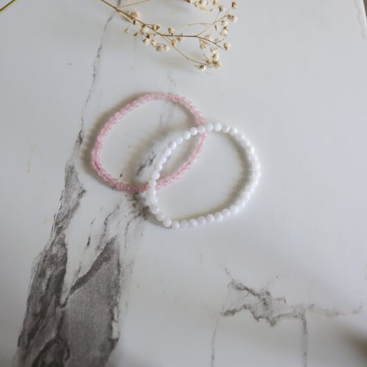 Love and New Beginnings crystal bracelets bundle - 4mm, 8mm, 10mm Natural - Image 2