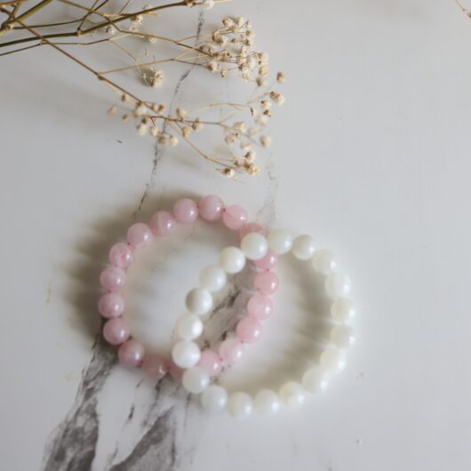 Love and New Beginnings crystal bracelets bundle - 4mm, 8mm, 10mm Natural - Image 4