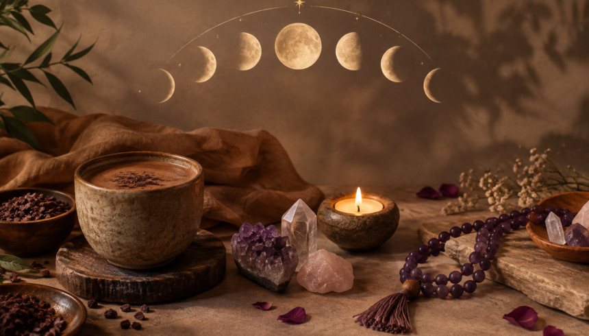 New Moon, Full Moon: Letting Lunar Cycles Shape Your Cacao and Crystal Practice